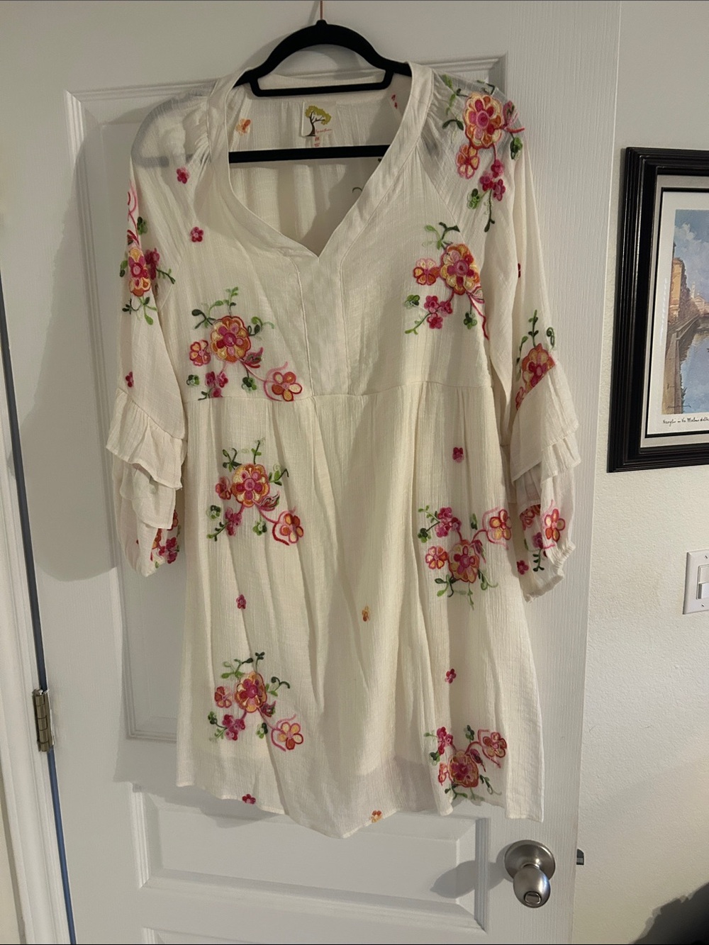 Anthropologie Fig And Flower Boho Cottagecore Floral Embroidered Dress NWT M